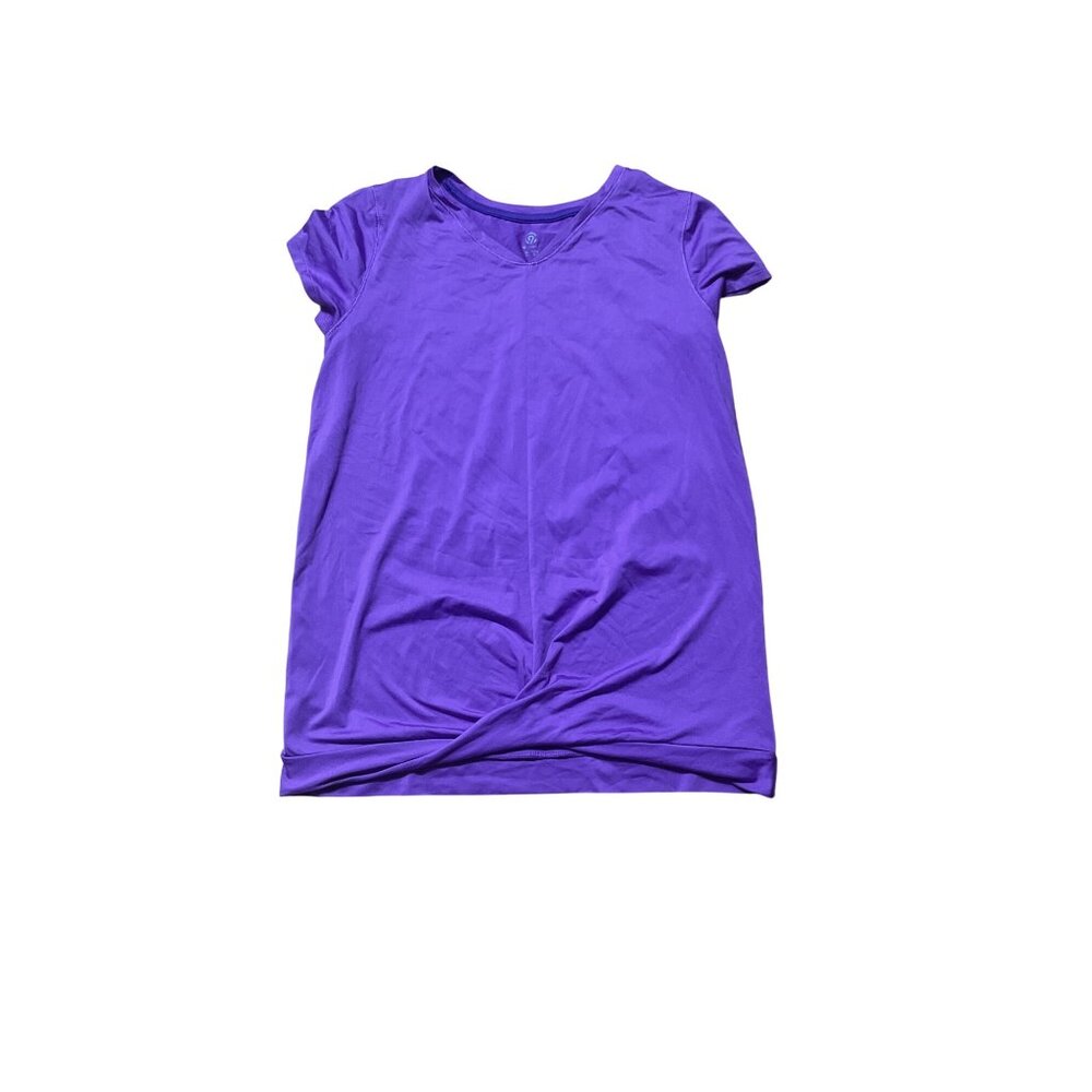 Champion Womens Purple V-Neck T-Shirt XL 14-16 Polyester Blend